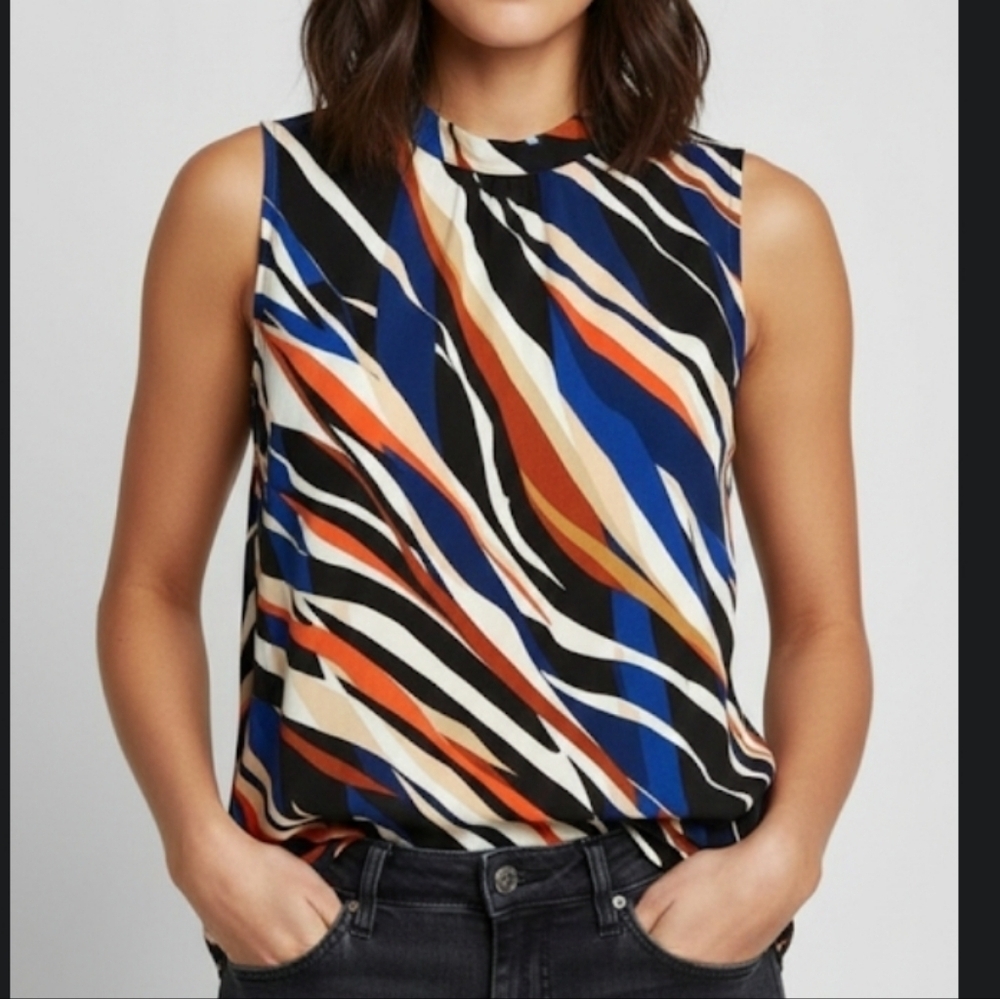 Vince Camuto Multicolor Striped Sleeveless Top Size Large